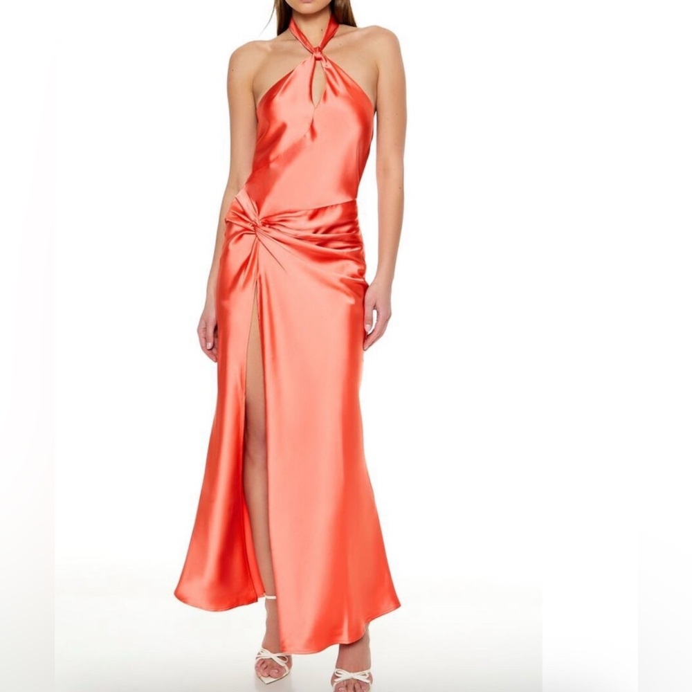 Satin Dress in Coral
